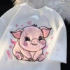 Happy Pig Fluffy Tee -Clothing Discount Store happy pig fluffy tee white m flocked fuzzy shirt piggy piglet kawaii babe 773