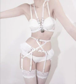 Harness & Garter Lingerie Set 12 Harness & Garter Lingerie Set -Clothing Discount Store harness garter lingerie set belt belted belts bra bras lingerie kawaii babe 459