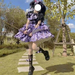 Haunted Halloween Patterned Dress -Clothing Discount Store haunted lolita dress purple halloween costume costumes dresses ddlg playground 370