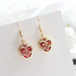 Heart Captor Earrings -Clothing Discount Store heart captor earrings card captor captor sakura crystal jewelry earrings heart earrings kawaii babe 511