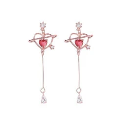 Heart Pendant Drop Earrings -Clothing Discount Store heart pendant drop earrings accessories dangle earring kawaii babe 531