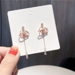 Heart Pendant Drop Earrings -Clothing Discount Store heart pendant drop earrings accessories dangle earring kawaii babe 972