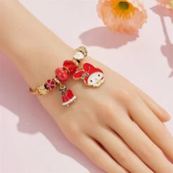 Holiday Bangle Beaded Bracelets -Clothing Discount Store holiday character bangle beaded bracelets bracelets cinnamoroll hello kitty jewelry kuromi bracelet kawaii babe 903