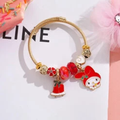 Holiday Bangle Beaded Bracelets -Clothing Discount Store holiday character bangle beaded bracelets melody bracelets cinnamoroll hello kitty jewelry kuromi bracelet kawaii 855