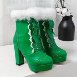 Holiday Booties 34 Holiday Booties -Clothing Discount Store holiday lolita booties ankle boots christmas shoes festive ddlg playground 877