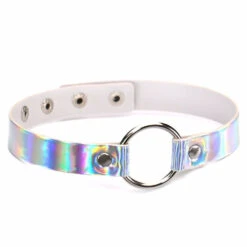 Holographic Chokers -Clothing Discount Store holographic chokers silver circle choker adjustable chirere choke choker choker necklace accessories kawaii babe 233