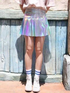 Holographic Pleated Skirt -Clothing Discount Store holographic pleated skirt harajuku fashion hipster k pop skirts kawaii babe 398