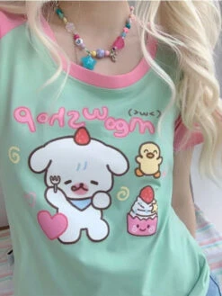 Hungry Lil Pup Tee -Clothing Discount Store hungry lil pup tee crop top tops puppy dog shirts t shirt kawaii babe 780