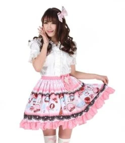 Ice Cream Shoppe Skirt 21 Ice Cream Shoppe Skirt -Clothing Discount Store ice cream shoppe skirt baked goods bakery bow bows candies skirts kawaii babe 126