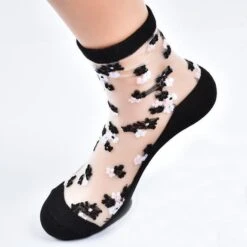 Invisible Floral Socks -Clothing Discount Store invisible floral socks ankle clear flower flowers ddlg playground 462