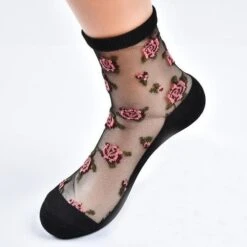 Invisible Floral Socks -Clothing Discount Store invisible floral socks dark roses ankle clear flower flowers ddlg playground 906