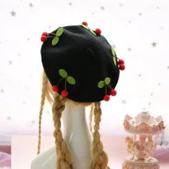 Kawaii Berets (21 Styles) -Clothing Discount Store kawaii berets 21 styles black with cherries beret hat hats headwear babe 644