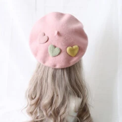 Kawaii Berets (21 Styles) -Clothing Discount Store kawaii berets 21 styles pink with hearts beret hat hats headwear babe 669