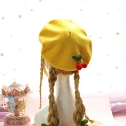Kawaii Berets (21 Styles) -Clothing Discount Store kawaii berets 21 styles yellow single cherry beret hat hats headwear babe 597