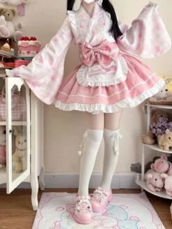 Sweet Strawberry Kimono -Clothing Discount Store kawaii cute sweet strawberry kimono dress 355