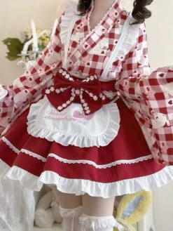 Sweet Strawberry Kimono -Clothing Discount Store kawaii cute sweet strawberry kimono dress 519