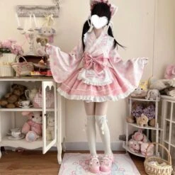 Sweet Strawberry Kimono -Clothing Discount Store kawaii cute sweet strawberry kimono dress 565