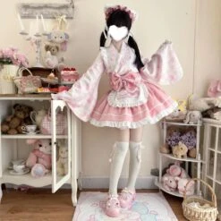 Sweet Strawberry Kimono -Clothing Discount Store kawaii cute sweet strawberry kimono dress 687