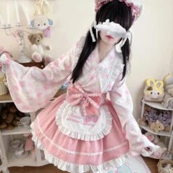 Sweet Strawberry Kimono -Clothing Discount Store kawaii cute sweet strawberry kimono dress 906