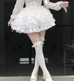 Fuzzy White Ruffled Bloomers -Clothing Discount Store kawaii fuzzy white ruffled shorts layered bloomers 291