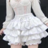 Fuzzy White Ruffled Bloomers 1 Fuzzy White Ruffled Bloomers -Clothing Discount Store kawaii fuzzy white ruffled shorts layered bloomers 331