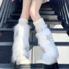 Fuzzy White Star Fur Leg Warmers 2 Fuzzy White Star Fur Leg Warmers -Clothing Discount Store kawaii fuzzy white star fur leg warmers socks 645