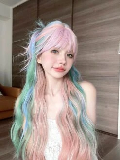 Mermaid Pastel Long Cosplay Wig -Clothing Discount Store kawaii pastel mermaid princess long cosplay wig kanekalon 236
