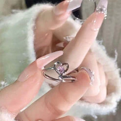 Pink Princess Rings -Clothing Discount Store kawaii pink princess rings hearts silver wings gemstones 116