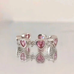 Pink Princess Rings -Clothing Discount Store kawaii pink princess rings hearts silver wings gemstones 326
