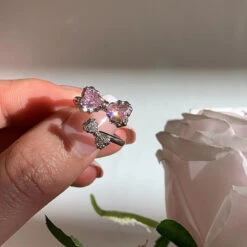 Pink Princess Rings -Clothing Discount Store kawaii pink princess rings hearts silver wings gemstones 550