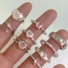 Pink Princess Rings -Clothing Discount Store kawaii pink princess rings hearts silver wings gemstones 698