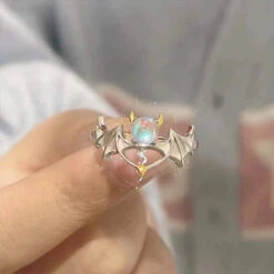 Pink Princess Rings -Clothing Discount Store kawaii pink princess rings hearts silver wings gemstones 801