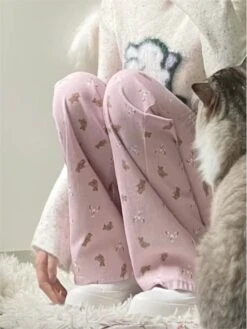 Tiny Teddy Trousers -Clothing Discount Store kawaii pink tiny teddy bear denim trousers jeans 499