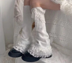 Ruffled White Lace Leg Warmers 8 Ruffled White Lace Leg Warmers -Clothing Discount Store kawaii ruffled layered white lace leg warmers 192