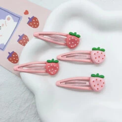 Kawaii Strawberry Clippies -Clothing Discount Store kawaii strawberry clippies 2 pink clips barettes hair barette clip clips strawberries clip babe 247