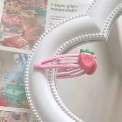 Kawaii Strawberry Clippies -Clothing Discount Store kawaii strawberry clippies barettes hair barette clip clips strawberries clip babe 280