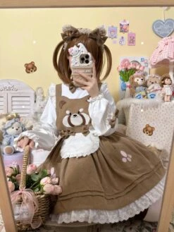 Kitsune Corudroy Suspender Dress -Clothing Discount Store kitsune corudroy suspender dress dresses corduroy apron apron dress 169