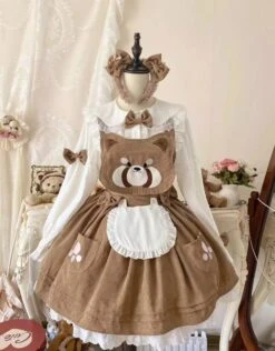 Kitsune Corudroy Suspender Dress -Clothing Discount Store kitsune corudroy suspender dress dresses corduroy apron apron dress 846