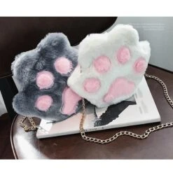 Kitten Paw Purse -Clothing Discount Store kitten paw purse bags bunny plush cat paws crossbody ddlg playground 746
