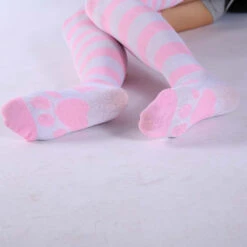 Kitten Paw Striped Socks -Clothing Discount Store kitten paw striped socks kitten paw striped cats kawaii neko 825