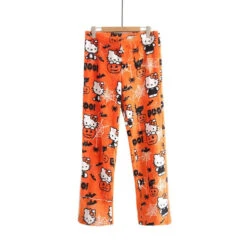 Spooky Kitten Halloween Pajama Pants -Clothing Discount Store kitty halloween pajama pants pajamas cats fuzzy halloween hello 129