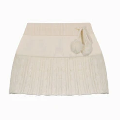 Knit Beige Pompom Skirt -Clothing Discount Store knit beige pompom skirt coquette dollette fae faecore fairycore kawaii babe 823