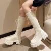 Knit Platform Knee High Boots -Clothing Discount Store knit platform knee high boots bobby boots chunky knee high 779