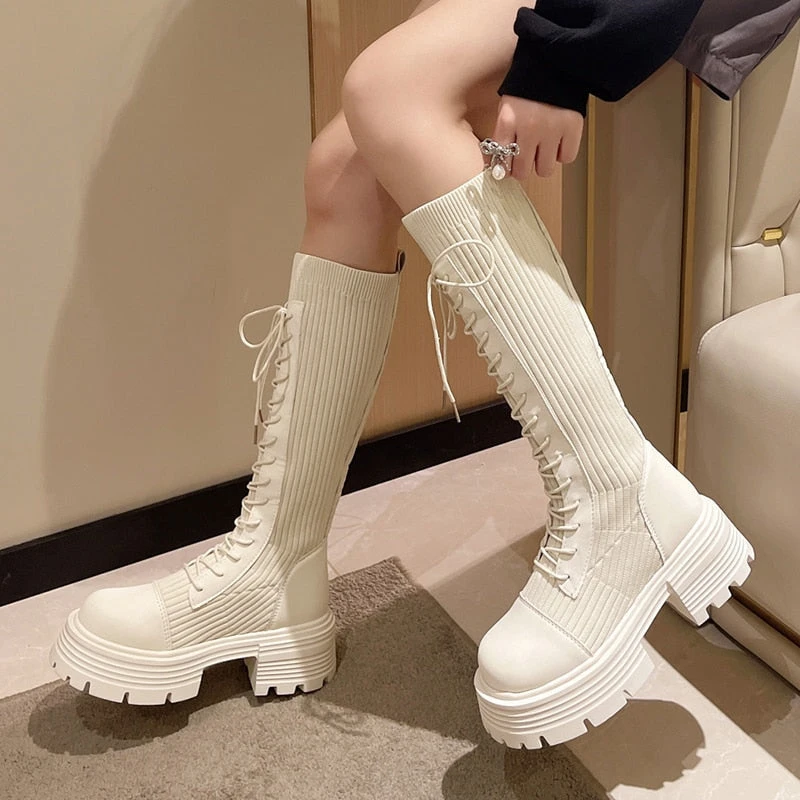 Knit Platform Knee High Boots 3 Knit Platform Knee High Boots