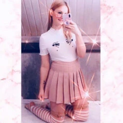 Knit Sad Eyes Crop Top 35 Knit Sad Eyes Crop Top -Clothing Discount Store knit sad eyes crop top avocado belly black and white tank tee shirt kawaii babe 319