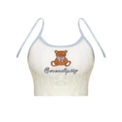 Knit Teddy Crop Top 20 Knit Teddy Crop Top -Clothing Discount Store knit teddy crop top crochet embroidered embroidery shirt kawaii babe 974