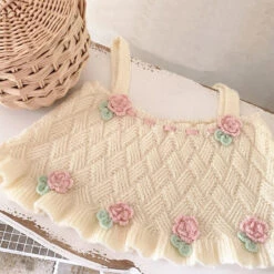 Knit Tulip Fairy Crop Top -Clothing Discount Store knit tulip fairy crop top angelcore shirt tank tee shirts tops kawaii babe 211