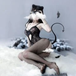 Lace Fishnet Bodysuit -Clothing Discount Store lace fishnet bodysuit bodysuits catsuit fishnets ddlg playground 509