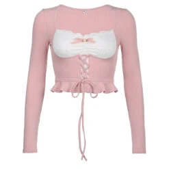 Lace Knit Princess Sweater 33 Lace Knit Princess Sweater -Clothing Discount Store lace knit princess sweater coquette dollette fae faecore fairycore shirt kawaii babe 426