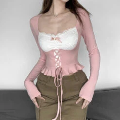 Lace Knit Princess Sweater 27 Lace Knit Princess Sweater -Clothing Discount Store lace knit princess sweater coquette dollette fae faecore fairycore shirt kawaii babe 504